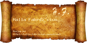 Halla Fabrícius névjegykártya